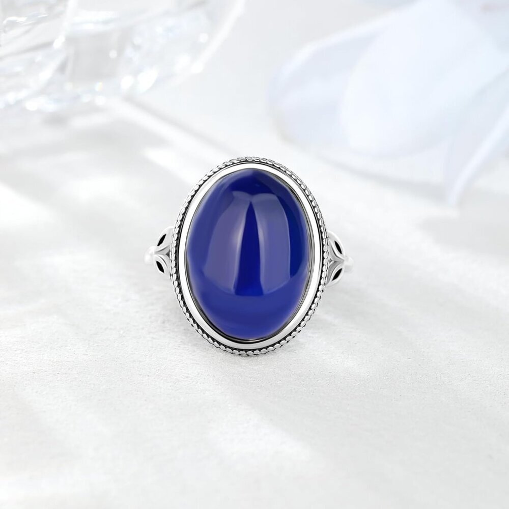 Oval Mood Ring Sterling Silver Large 18mm Color Changing Emotional Jewelry - Picture 2 of 5
